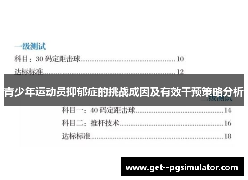青少年运动员抑郁症的挑战成因及有效干预策略分析